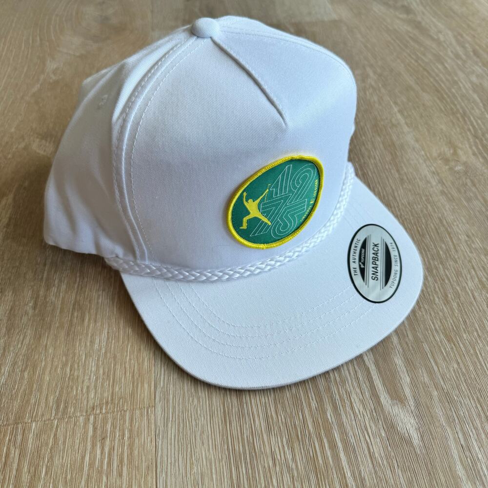 Linksoul White Snapback Hat with Green and Yellow Patch